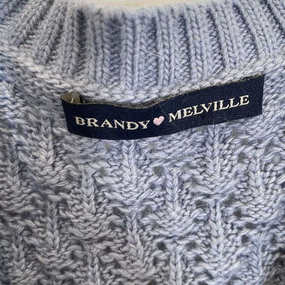Brandy Melville Sweater Vest Diamond Pattern Knit Blue Wool One Size Academia - Picture 2 of 4